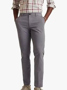 Bonobos Men's Khakis Pants Chinos Gray Tailored Flat Front Straight Leg Stretch